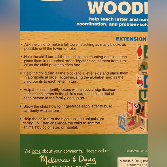 Melissa & Doug ABC+123 Wooden Blocks, Age 3+, 26 Alphabet Blocks - Picture 11 of 13